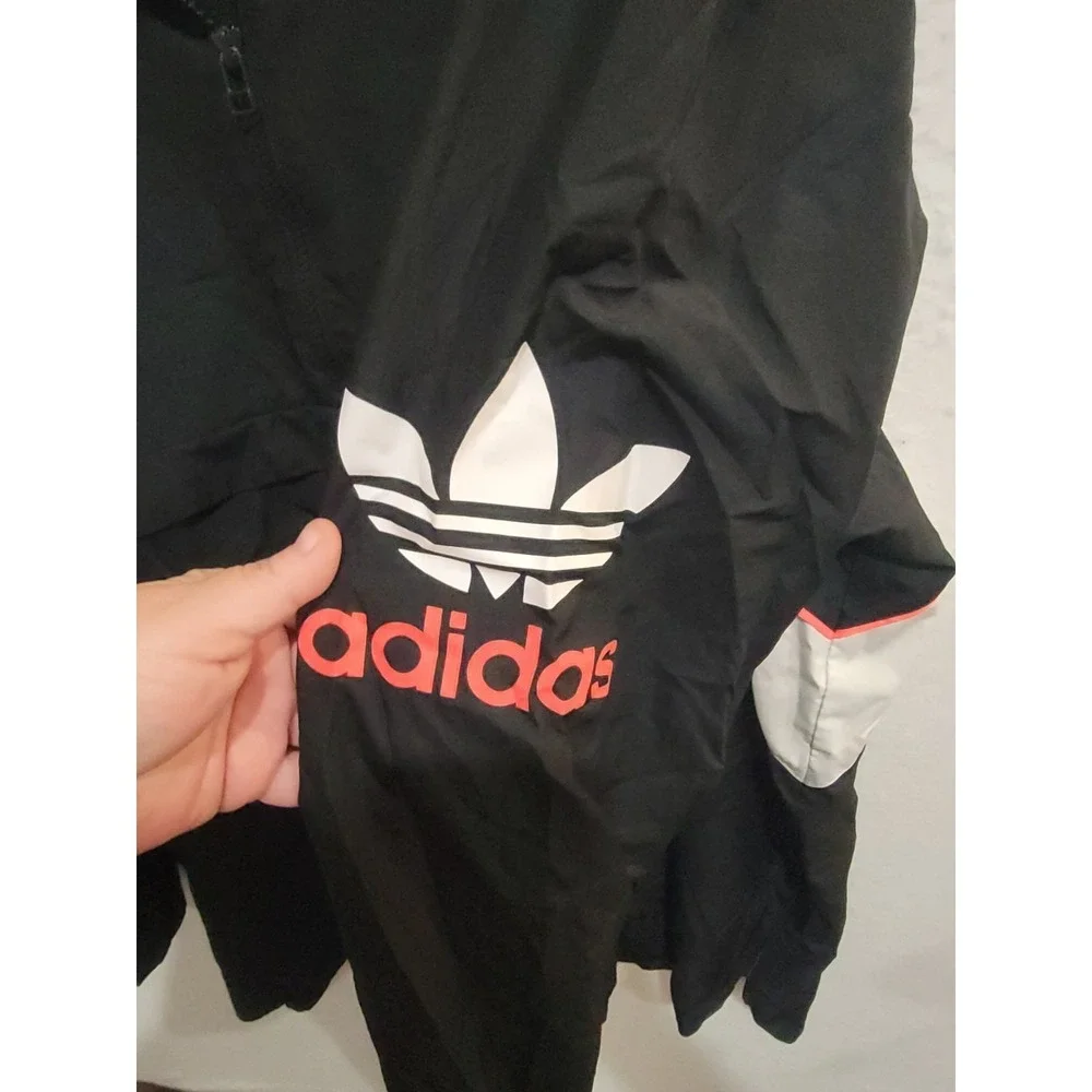 Adidas 1/4 Zip Anorak Windbreaker BQ7524‎ Black Pink Trefoil Logo Pullover 2XL